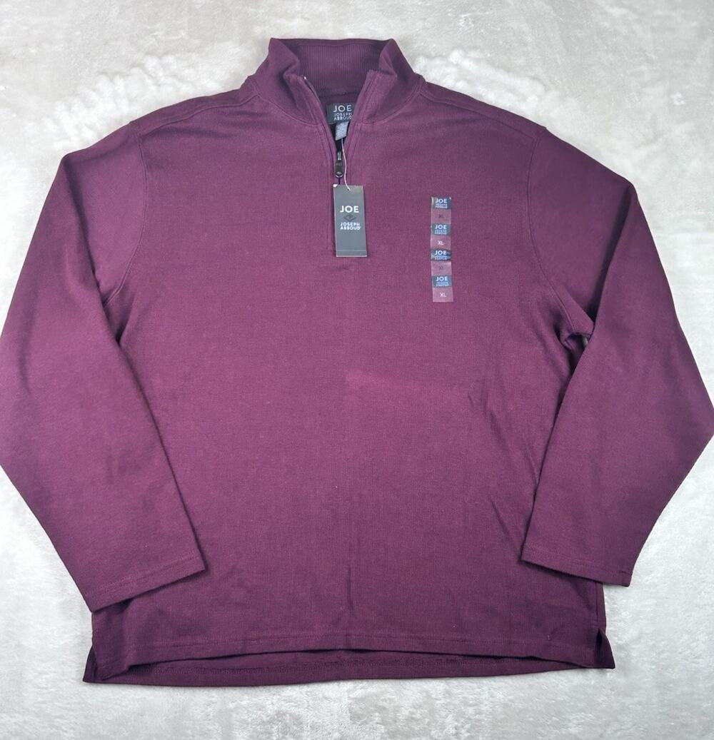 Joseph Abboud Pullover Mens Sz XL Burgundy 1/4 Zip Long Sleeve Core Knit Sweater